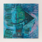 Puzzle Paysage d'hiver Ancien gîte Maison Pastel Peinture (Horizontal)