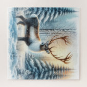 Puzzle Paysage D'Hiver Avec Cerf (Horizontal)