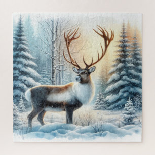 Puzzle Paysage D'Hiver Avec Cerf