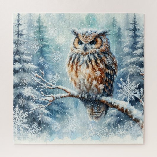 Puzzle Paysage D'Hiver Avec Chouette (Vertical)
