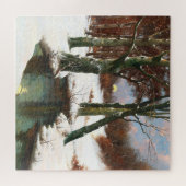 Puzzle Paysage D'Hiver Avec Lune Levante (Horizontal)