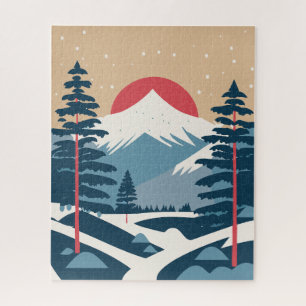 Puzzle Paysage d'hiver et lever du soleil