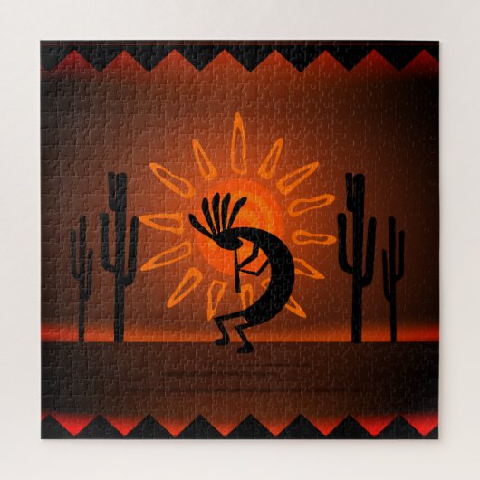 Puzzle Paysage du coucher de soleil Kokopelli 20" x 20" (Vertical)
