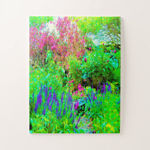 Puzzle Paysage du jardin de printemps vert avec pivoines