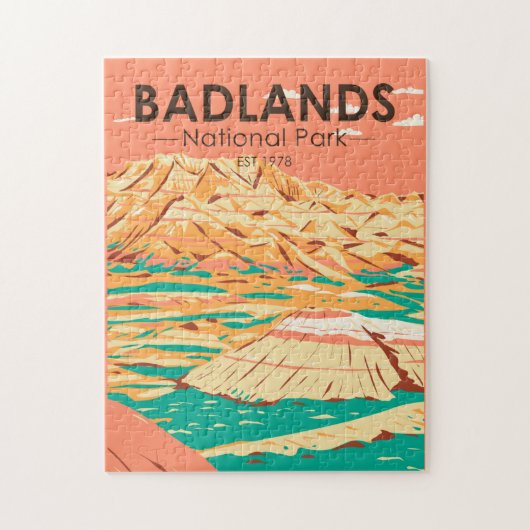 Puzzle Paysage du parc national Badlands Vintage  (Vertical)