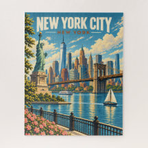 Paysage emblématique de New York avec la statue de