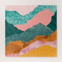 Paysage en papier, déchiré, bords déchirés, verts,