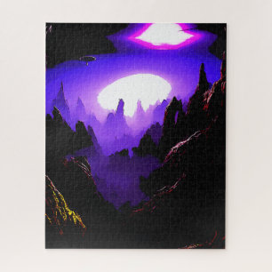 Puzzle Paysage extraterrestre avec ciel violet
