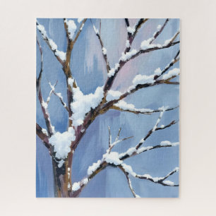 Puzzle Paysage hivernal Branches d'arbre enneigées Peinte