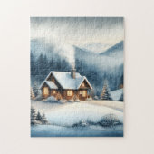 Puzzle Paysage hivernal Cabine de montagne confortable (Vertical)