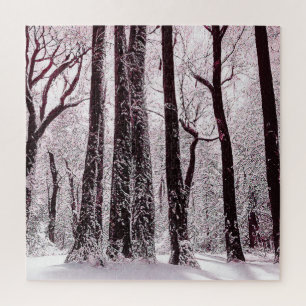 PUZZLE PAYSAGE HIVERNAL NEIGEUX DES BOIS FORESTIERS