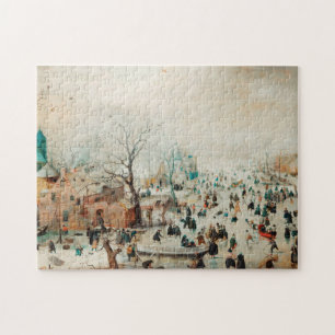 Puzzle Paysage hivernal Patineurs de glace 1608 Hendrick