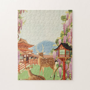 Puzzle Paysage JAPONAIS cerf sacré de Nara temple