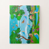 Puzzle Paysage Maison Arbres Oiseaux Fleurs Nature, Âge 4 (Vertical)