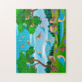 Puzzle Paysage Maison Arbres Oiseaux Fleurs Nature, Âge 8 (Vertical)