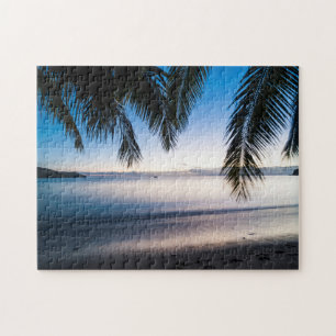 Puzzle Paysage marin tropical au coucher du soleil, Fidji