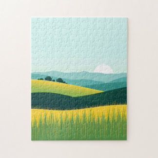Puzzle Paysage minimaliste de collines et d'herbe à dégra