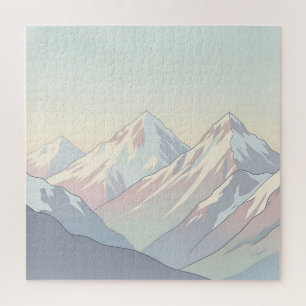 Puzzle Paysage minimaliste de montagnes aux couleurs past
