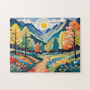 Puzzle Paysage montagneux d'automne avec sentier