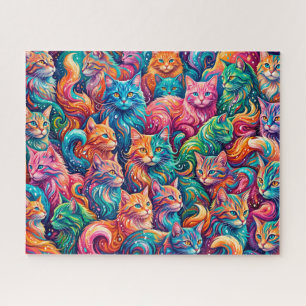 Puzzle Paysage onirique de chat vibrant – Psychedelique B