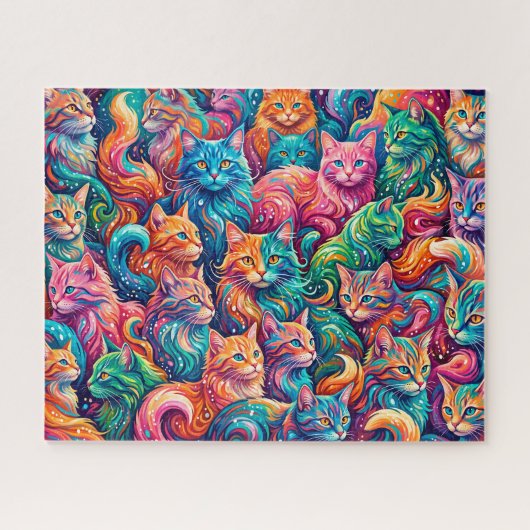 Puzzle Paysage onirique de chat vibrant – Psychedelique B (Horizontal)