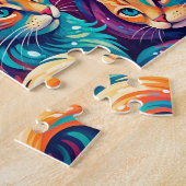 Puzzle Paysage onirique de chat vibrant – Psychedelique B (Côté)