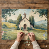 Puzzle Paysage Pastel du Chemin de la Chapelle Cottagecor