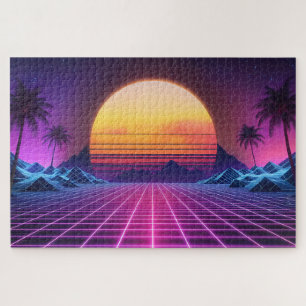 Puzzle Paysage rétro futuriste style années 1980