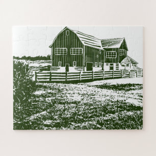 Puzzle Paysage rural maison de ferme de style coupe