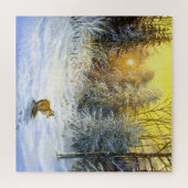 Puzzle Paysage Sunset Fox d'hiver. (Horizontal)