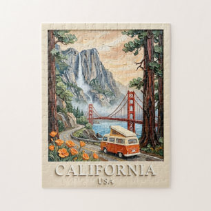 Puzzle Paysage Texturé 3D Vintage de Road Trip en Califor