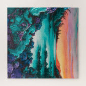 Puzzle Paysage Turquoise avec Encre d'alcool Détails (Horizontal)