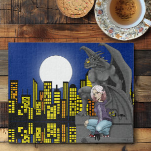 Puzzle Paysage urbain de fantasy urbaine de gargouille