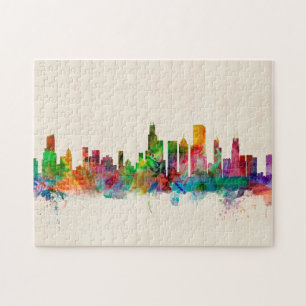 Puzzle Paysage urbain d'horizon de Chicago l'Illinois