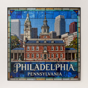 Puzzle Paysage urbain historique de Philadelphie en verre