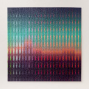 Puzzle Paysage urbain numérique, carrés colorés.