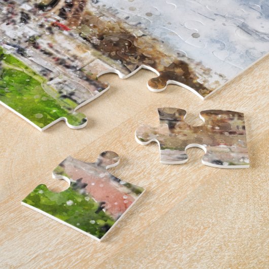 Puzzle Paysage urbain Paris, Eiffel d'aquarelle vers (Côté)