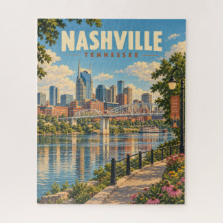 Puzzle Paysage vintage de Nashville sur la rivière Cumber