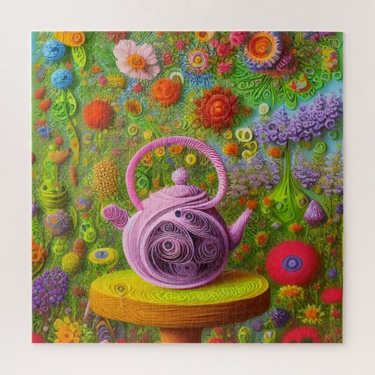 Puzzle Paysage Whimsical Quill Teapot (Vertical)