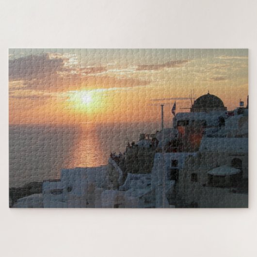 Puzzle paysager : Coucher de soleil à Santorin (Horizontal)