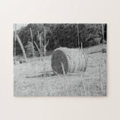 Puzzle Paysans Hay Field Scene B&W Round Bales en été (Horizontal)