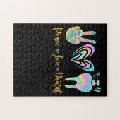 Puzzle Peace Love Dental Tie Dye Heart Teeth mignon Denti (Horizontal)