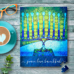 Puzzle "Peace Love Hanoukka" Artsy Blue & Green Menorah<br><div class="desc">"Paix, Amour, Hanoukka." Une photo de fond illustrant une menorah d'art bleu et vert brillant, coloré, vous aide à inaugurer les vacances d'Hanoukka dans le style. Sentez la chaleur et la joie de la saison des Fêtes chaque fois que vous utilisez ce superbe puzzle Hanoukka coloré. Cartes de correspondance, enveloppes,...</div>