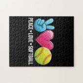 Puzzle Peace Love Softball (Horizontal)