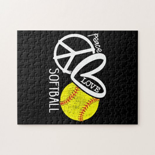 Puzzle Peace Love Softball Vector SKY (Horizontal)