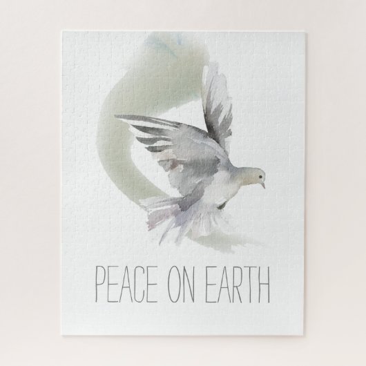Puzzle Peace on Earth Dove Grey and White (Vertical)