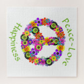 Puzzle Peace Sign Love & Happiness on White (Horizontal)