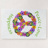Puzzle Peace Sign Love & Happiness on White (Horizontal)