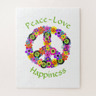 Puzzle Peace Sign Love & Happiness on White