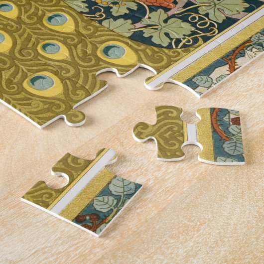 Puzzle Peacock Art Nouveau Style rond design complexe (Côté)